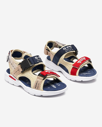 Sandales garçon beige et bleu marine à scratch Elbrusia - Footwear