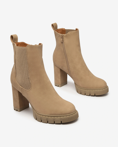 Royalfashion Bottes à talons hauts pour femmes marron clair Seihay