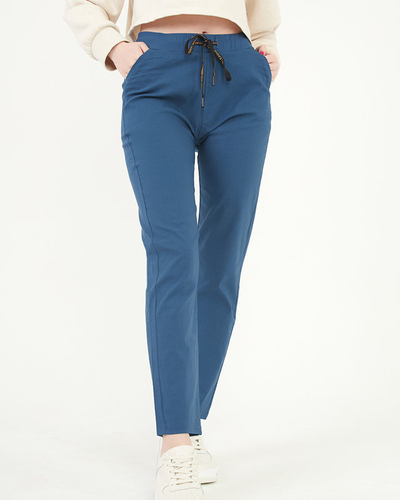Pantalon droit en tissu bleu pour femme GRANDE TAILLE - Vêtements