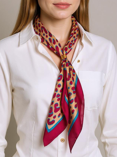 Foulard Apollonia Bordeaux pour Femmes avec Motif Tendance – 100 % Polyester Eleganza