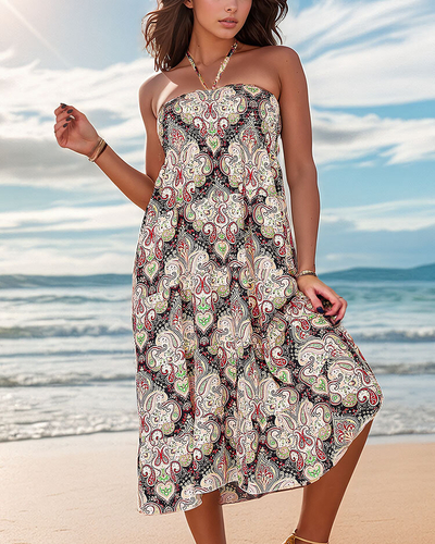 Royalfashion Robe midi pour femme avec imprimé
