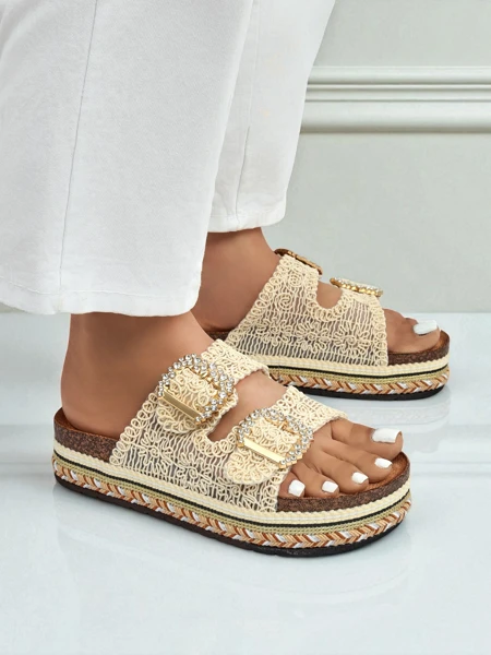 Royalfashion Mules pour femme avec boucles strass GlamCork