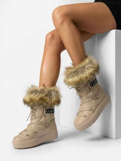 Royalfashion Bottes à enfiler marron clair bottes de neige a'la pour femmes Gomllo