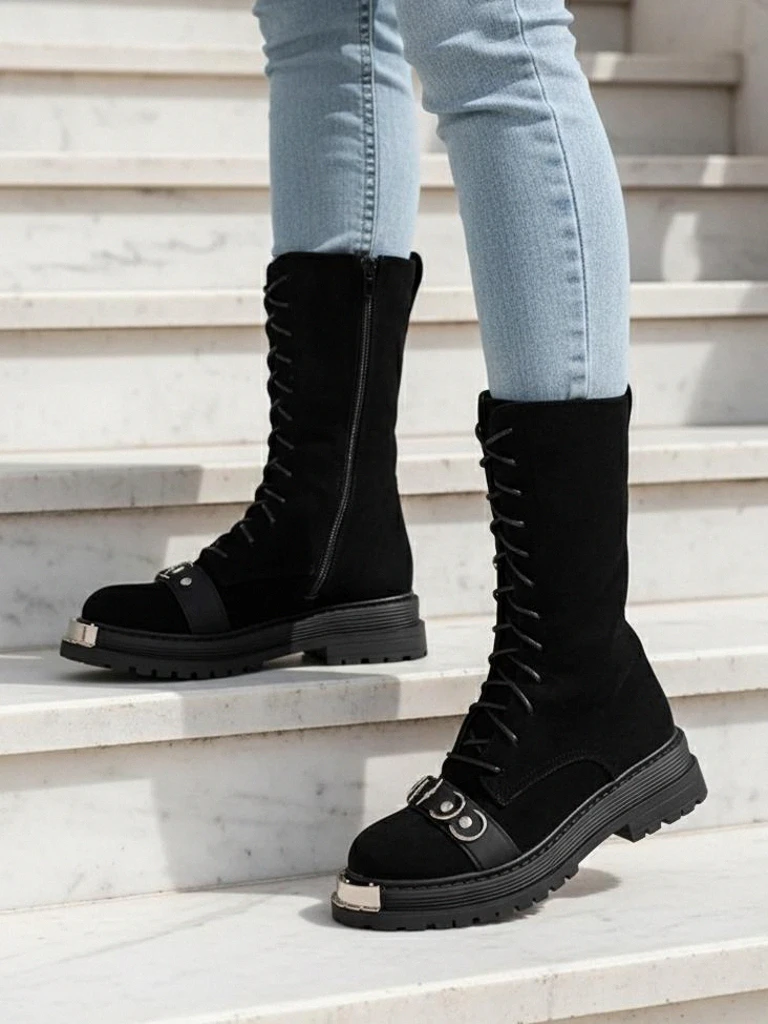 Royalfashion Bottes à lacets pour femmes Werces
