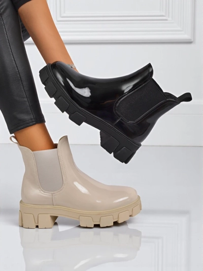 Royalfashion Bottines à semelle massive en cuir écologique verni Calista Weide