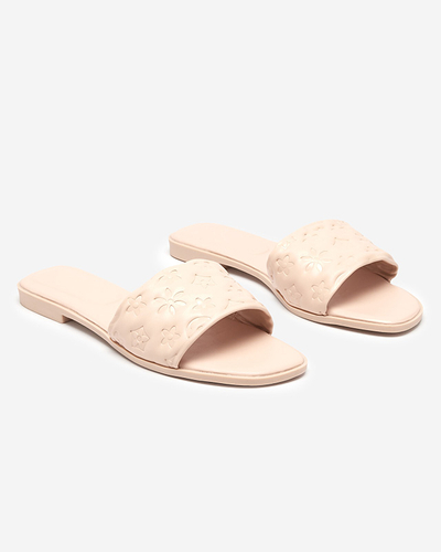 Chaussons femme beiges avec gaufrage Mersyli. Chaussures