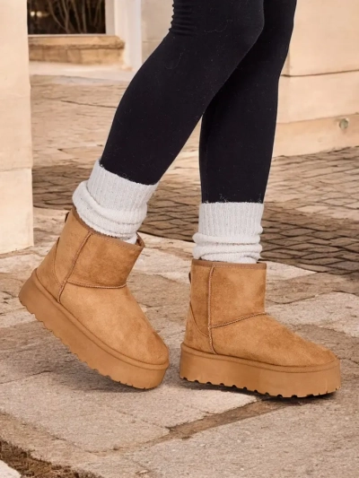 Royalfashion Bottes courtes ressemblant à des bottes de neige pour femmes Eforte