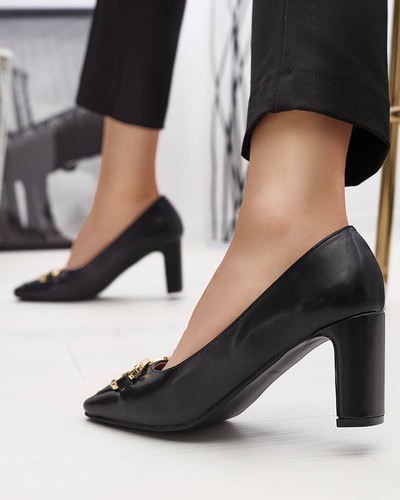 Escarpins noirs de style mocassin pour femmes Cancoro- Footwear
