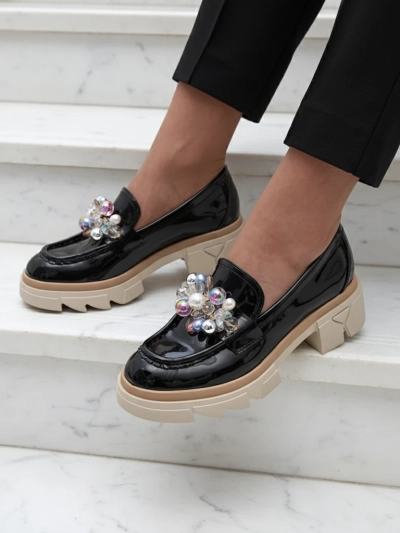 Livia Elegante - Mocassins Noirs Luxueux à Talons Plats