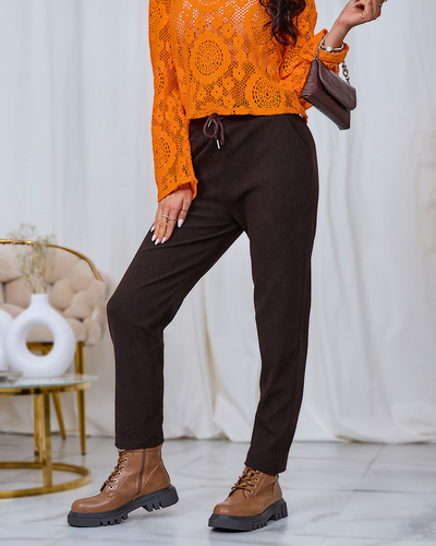 Royalfashion Pantalon en velours côtelé pour femme marron foncé