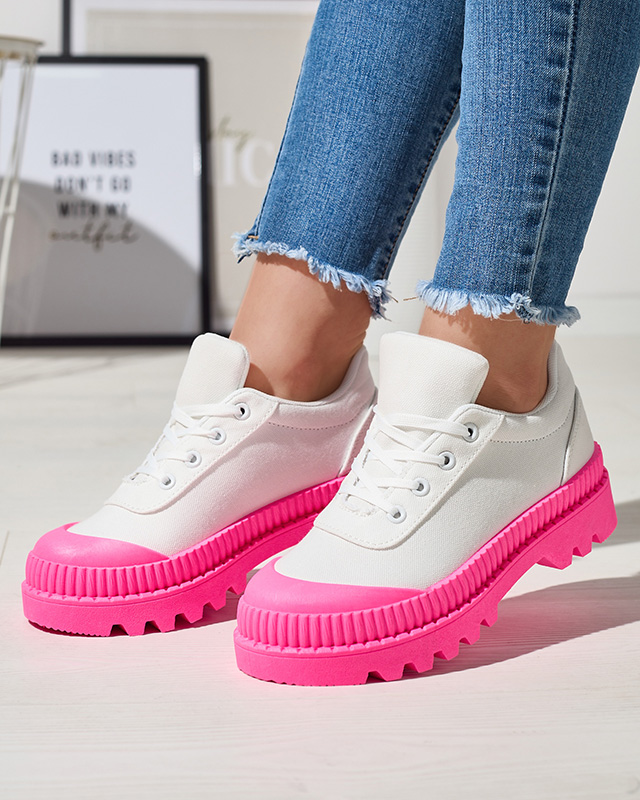 Baskets blanches pour femme avec une semelle Comp rose fluo