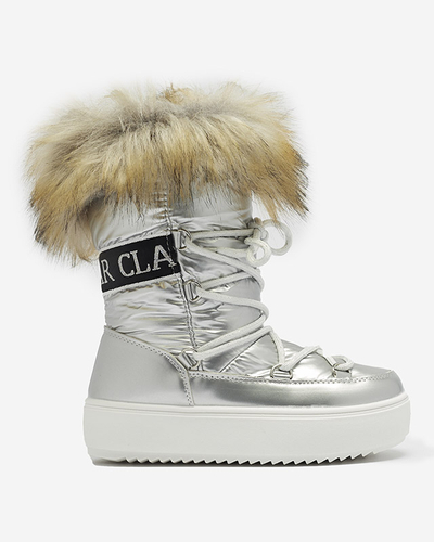 Silver chaussures enfants a'la bottes de neige avec fourrure Asika - Chaussures