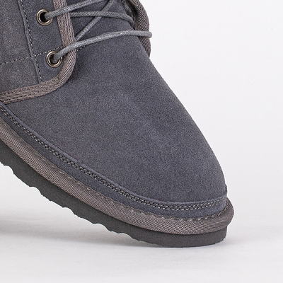 Bottines Enfant Luna Gris Colombe Cuir Confortables pour l'Hiver