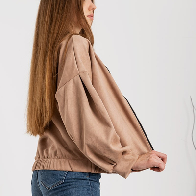 Blouson en daim beige pour femme - Vêtements
