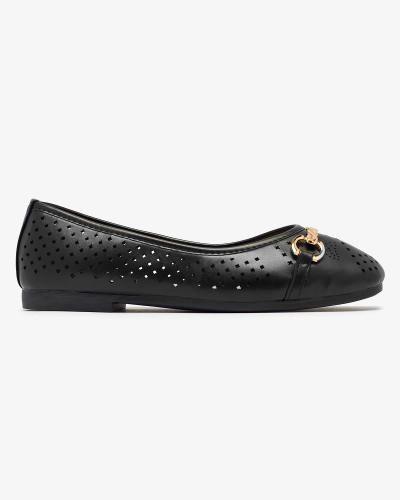 Ballerines ajourées noires pour femme avec ornement doré Serilla- Footwear
