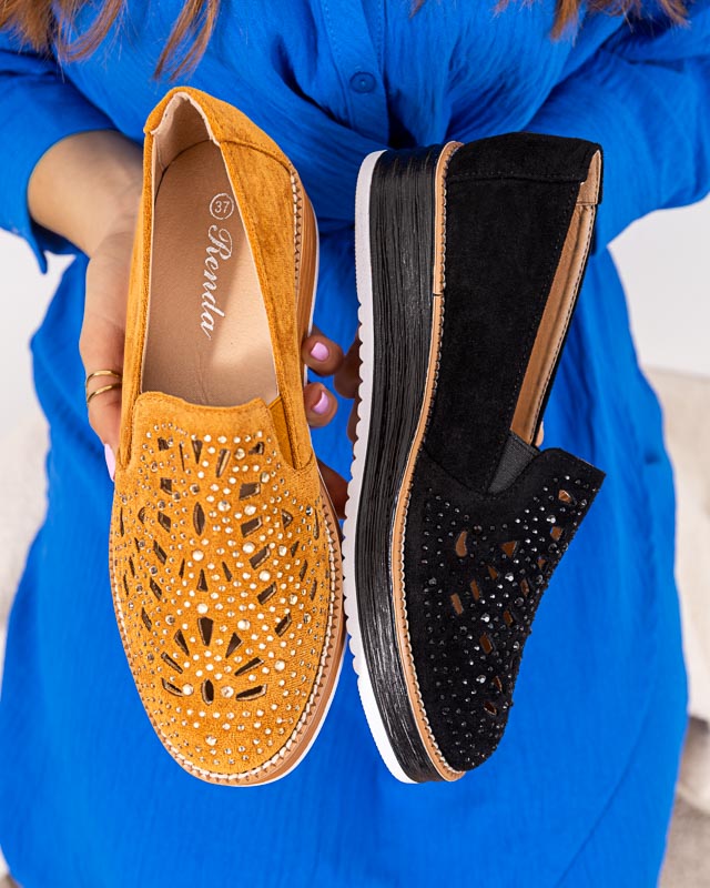 OUTLET Chaussures femme marron avec oxyde de zirconium Lamsiou - Footwear