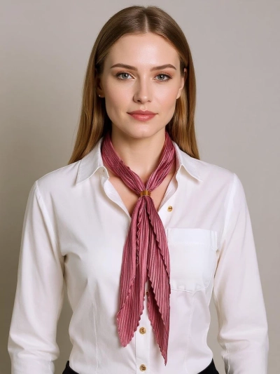 Apollonia - écharpe plissée pour femmes rose foncé en polyester 100%