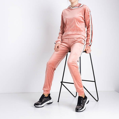 Ensemble sweat femme rose clair à rayures - Vêtements
