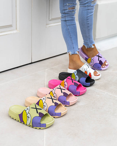 Chaussons pour femmes en caoutchouc beige avec imprimé Pfizz - Footwear