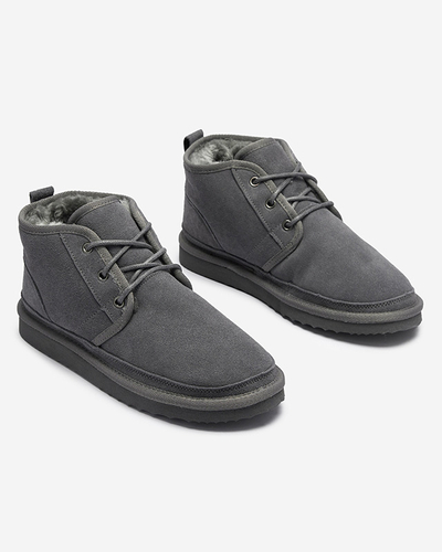 Bottes de neige nouées pour femmes grises avec fourrure Miusho - Chaussures