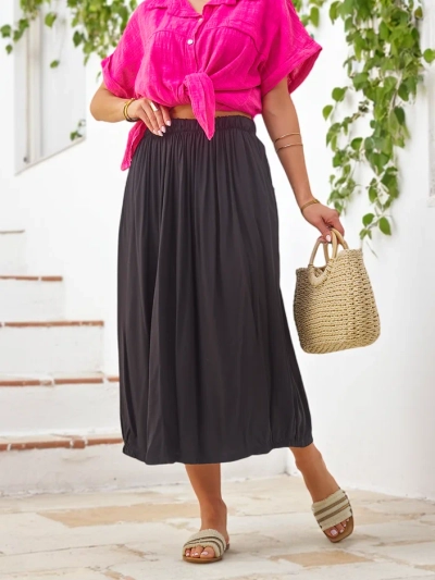 Jupe midi tissée Royalfashion pour femmes, d'été et fluide avec deux poches