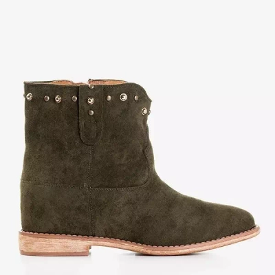OUTLET Bottes de cowboy vert foncé sur un coin Brenna - Chaussures