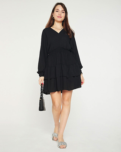 Robe femme courte noire à volants - Vêtement