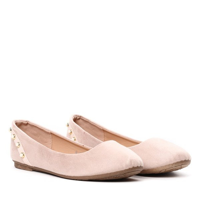 Beżowe balerinki z perełkami Treasure- Obuwie
