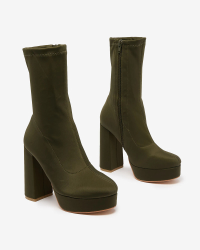 Royalfashion Bottes à talons hauts Diva Rises vert foncé pour femme