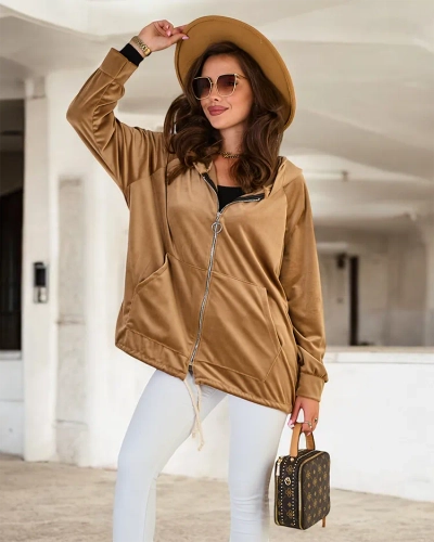 Royalfashion Sweat à capuche dézippée pour femme
