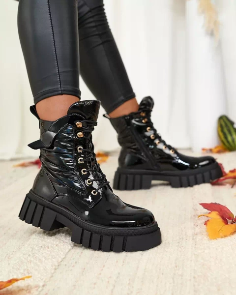 Royalfashion Bottes Wefetto noires laquées pour femme