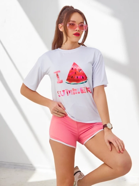 Ensemble de sport pour femmes Royalfashion avec t-shirt et shorts Pastèque