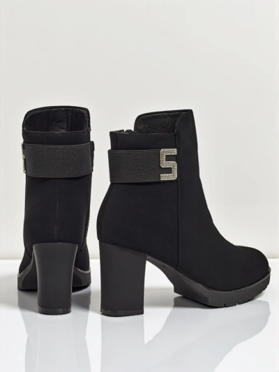 Bottines femme en cuir écologique à talons épais Mireliq