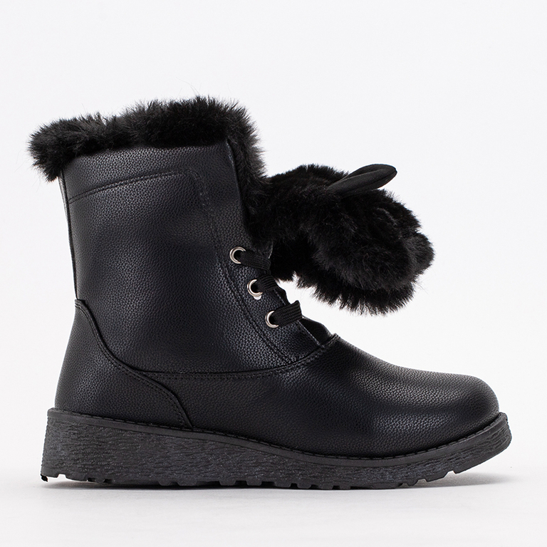Bottines noires pour femmes avec fourrure et oreilles par Rafil - Chaussures