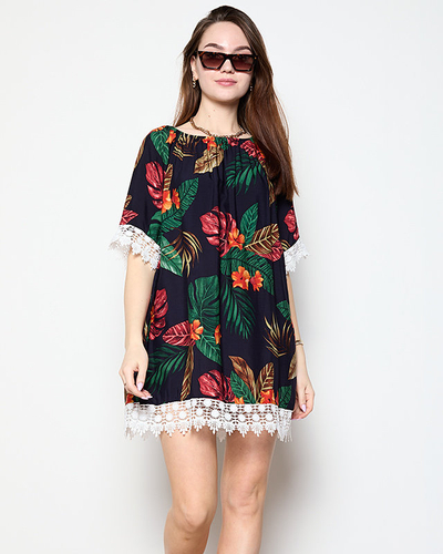 Chemisier femme bleu marine à fleurs GRANDE TAILLE - Vêtements