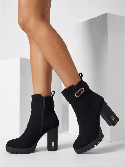 Bottines femme en éco-daim à talon bloc Tovia