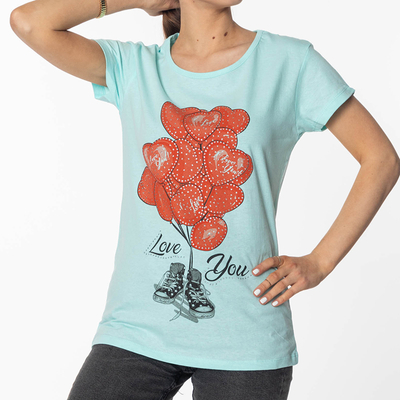 T-shirt femme menthe imprimé BALLON - Vêtements