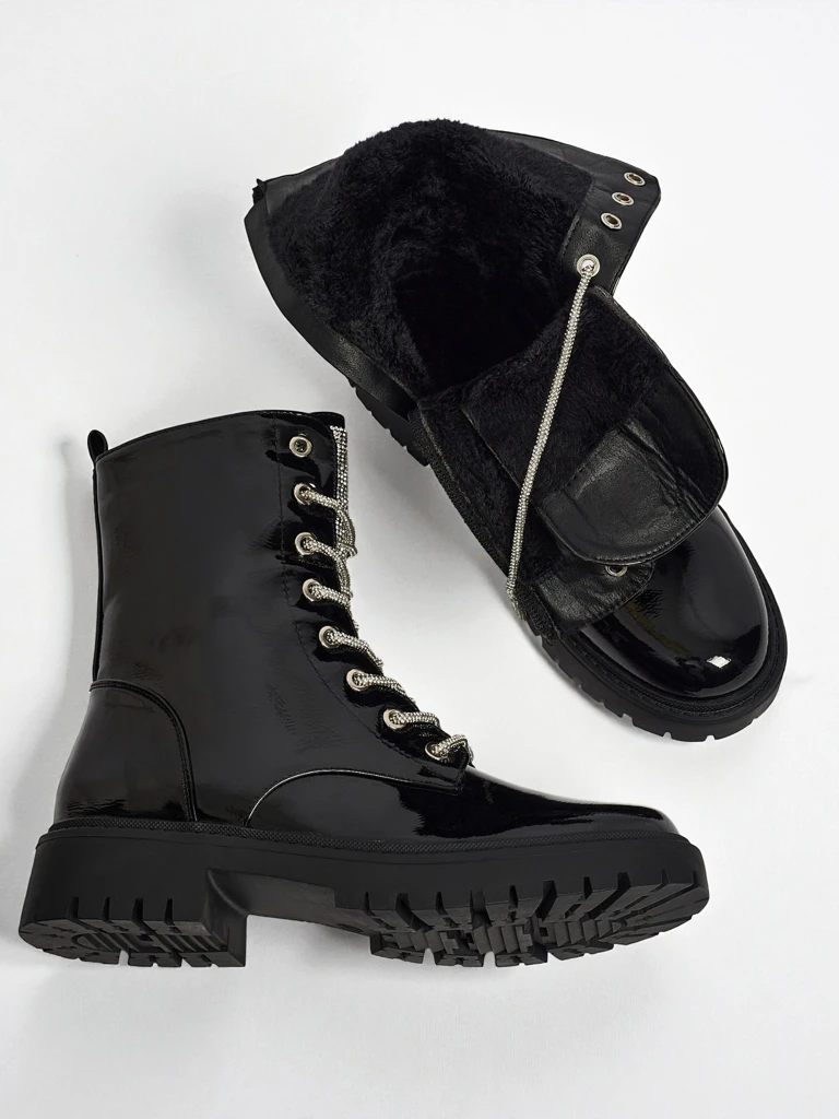 Bottines vernies à lacets pour femmes Fjorra