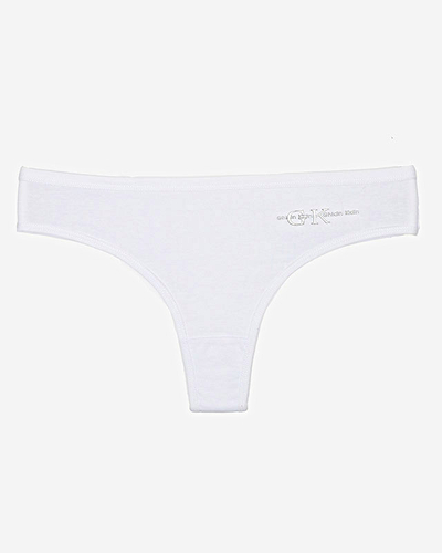 Culotte string femme en coton blanc avec inscription - Sous-vêtements