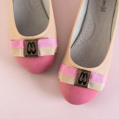 OUTLET Ballerines ajourées pour femmes roses à nœud Alemonia - Chaussures