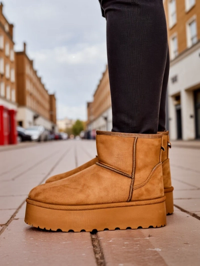 Royalfashion Bottes courtes ressemblant à des bottes de neige pour femmes Eforte