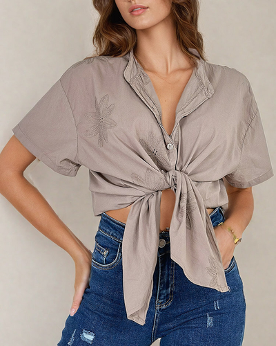 Royalfashion Chemise oversize brodée pour femme