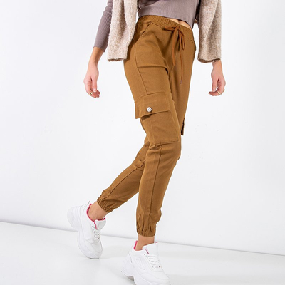Pantalon cargo femme marron avec poches - Vêtements