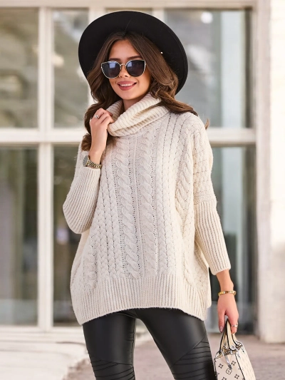 Royalfashion Pull à col roulé pour femme