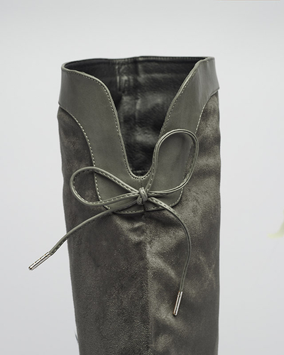 Gris foncé bottes à lacets pour femmes Cenolli- Footwear