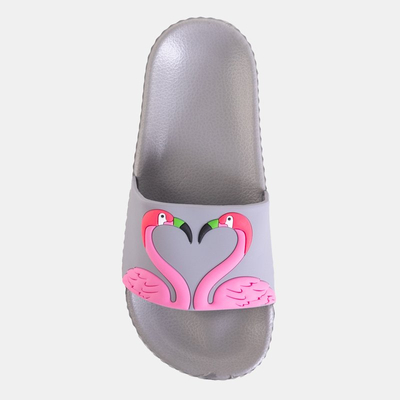 Pantoufles grises pour enfants avec des flamants roses Finnie - Footwear