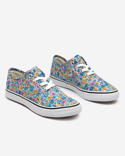 OUTLET Baskets femme bleues à fleurs Sertoli - Footwear
