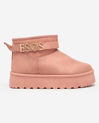 Royalfashion Chaussures pour femmes marron clair a'la bottes de neige avec ornement Parisela
