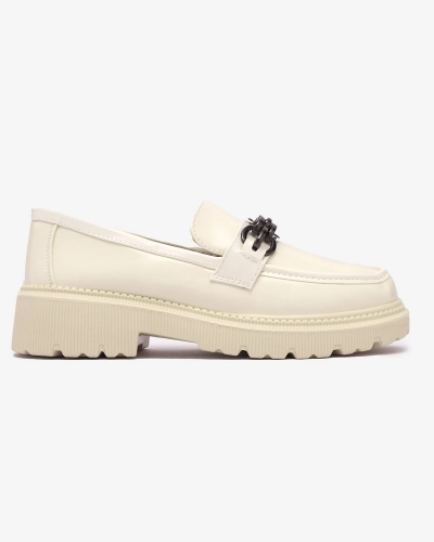 Mocassins laqués pour femme de couleur crème Adolos- Footwear