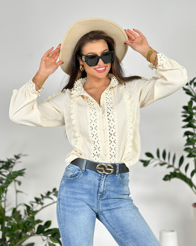 Royalfashion Chemise en dentelle pour femme